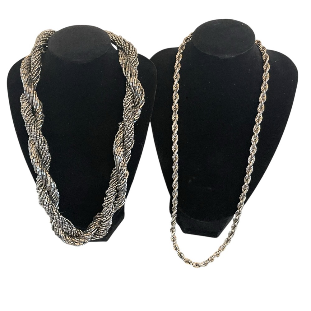 AVON & CG SET OF TWO Vintage Silver-Tone Necklaces